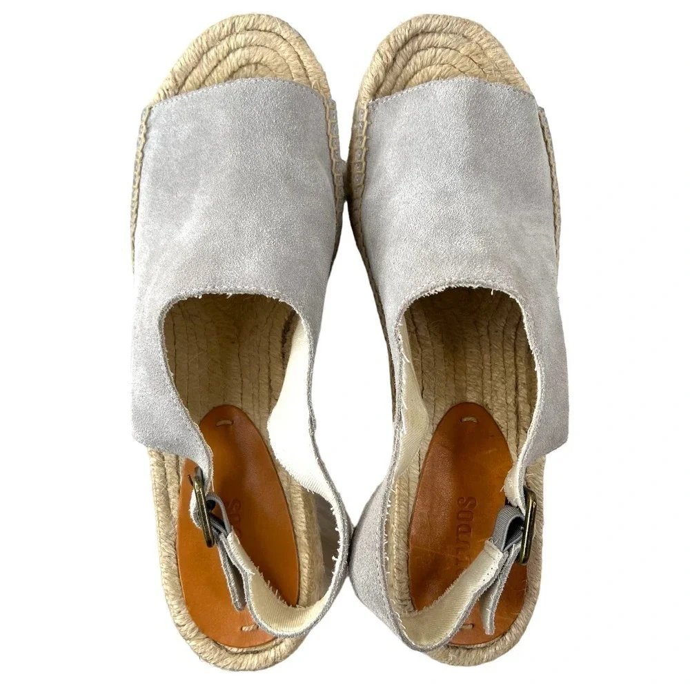 SOLUDOSxAnthropologie Espadrille Slingback Platform Sandal in Stone Size 10